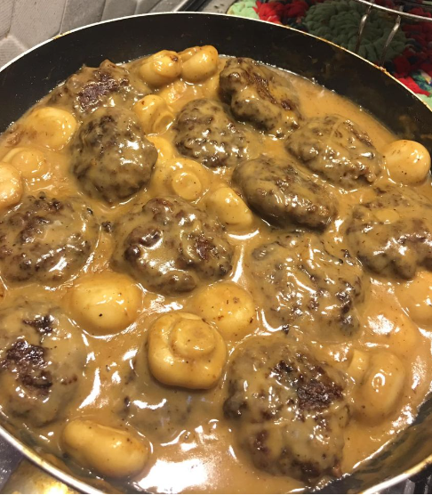 Savory Mini Burger Steaks with Mushroom Gravy