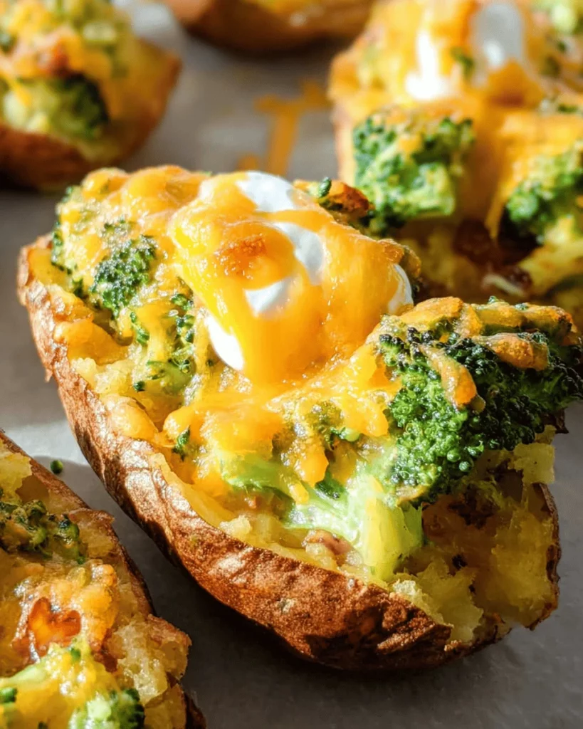Broccoli and Cheddar Potato Skins