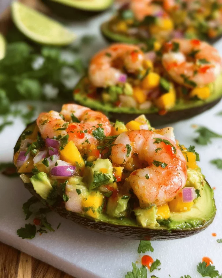 Shrimp Stuffed Avocado with Mango Salsa