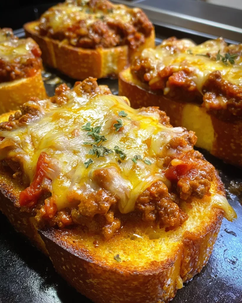 Cheesy Sloppy Joe Garlic Toast