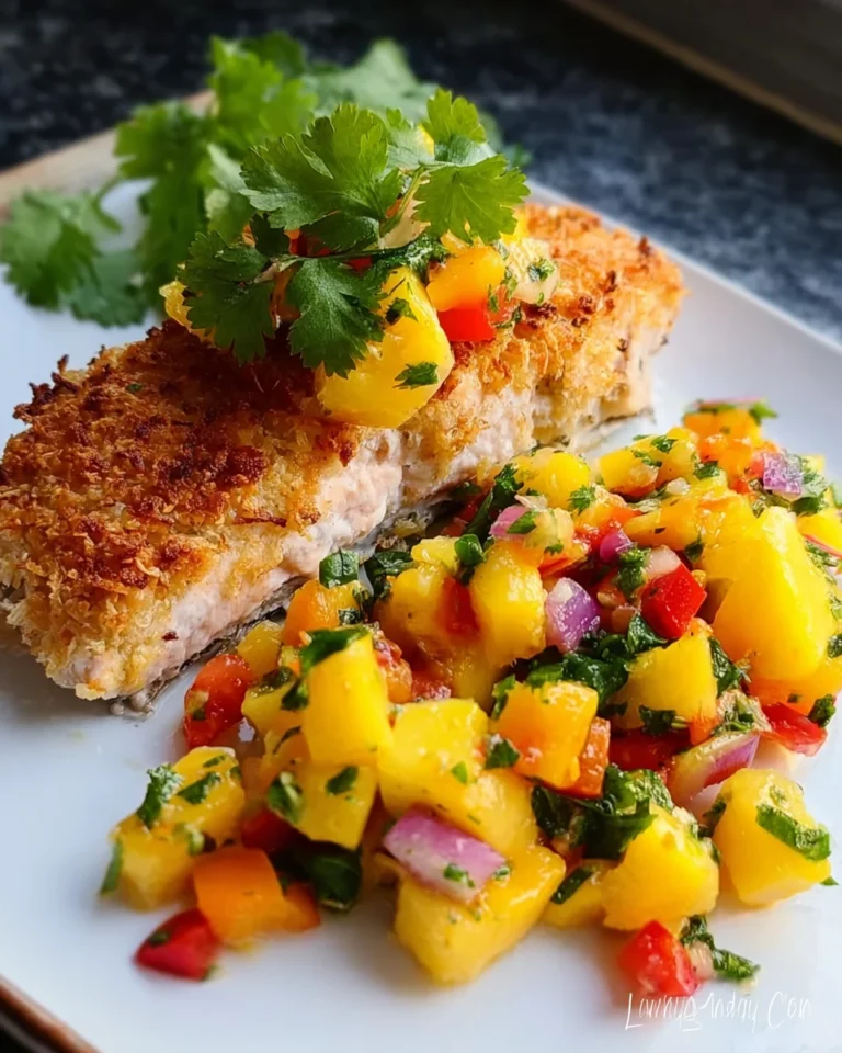 Coconut Crusted Salmon with Mango Pineapple Salsa