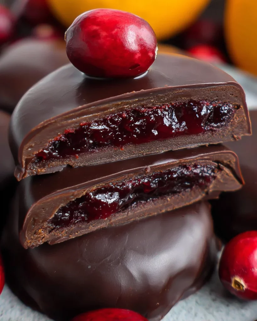 Dark Chocolate Covered Cranberry Sauce Bites