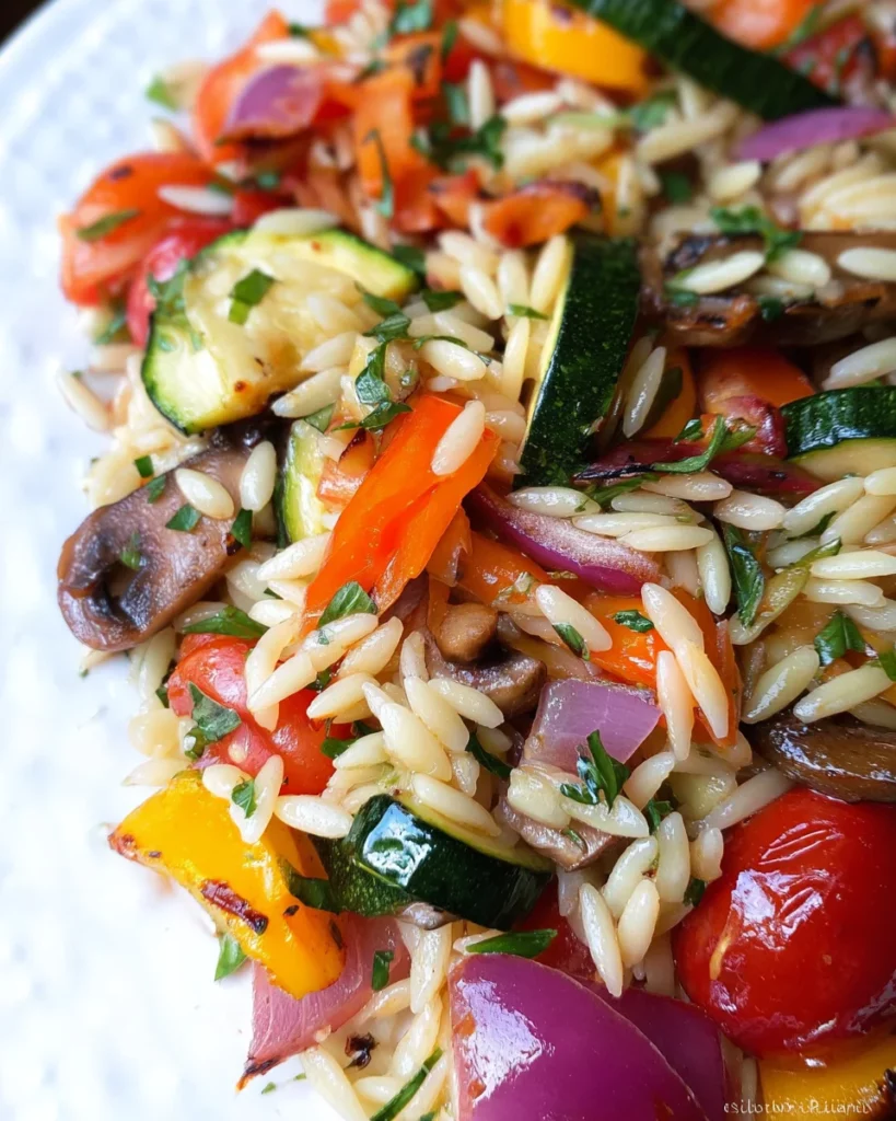 Orzo with Roasted Vegetables (Easy!)