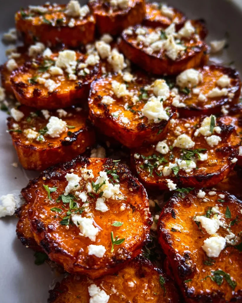 Roasted Sweet Potato Rounds with Honey & Feta